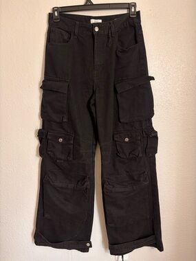 Forever 21 Black Cargo Jumpsuit-Style Pants with Utility Pockets